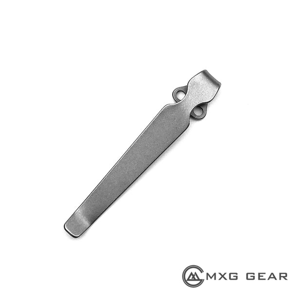 1x Replacement Pocket Clip • 3D Grooved Titanium • offers EDC Folding Knife Upgrades • Works On Spyderco Delica 4 FRN • More Listed