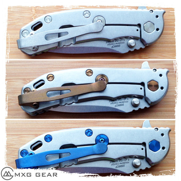 Custom Made Titanium Standoffs, LBS, Scale Screws and Clip for