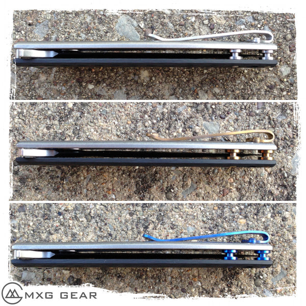 Custom Made Titanium Standoffs, Scale Screws and Clip for Zero