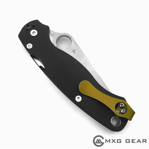 mxg gear clip Custom Made Titanium Deep Carry Pocket Clip For Spyderco Knife – MXG Gear